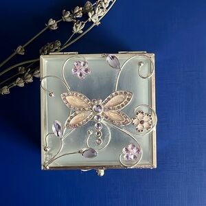 🥰Glass lavender Jewelry storage box New